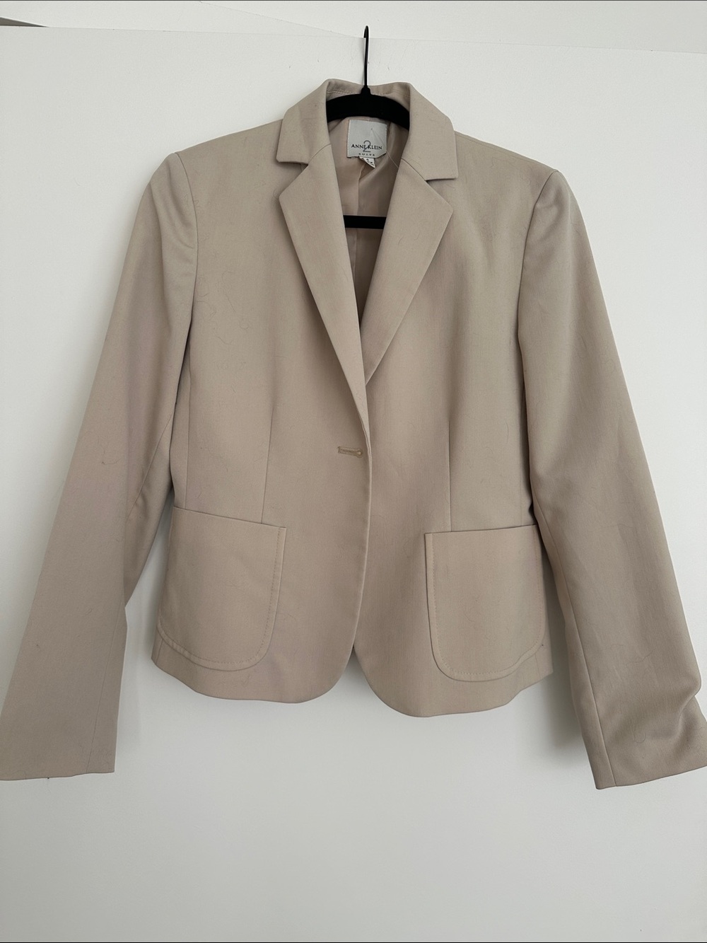Anne Klein Neutral Beige Single-Button Blazer